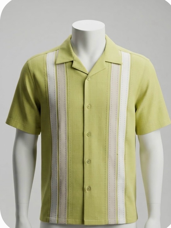 Axis LA Other - Axis LA Retro Lime Green Bowling Shirt with Vintage Striped Panels - Size L